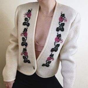 Embroidered blazer | Vintage | 100% wool